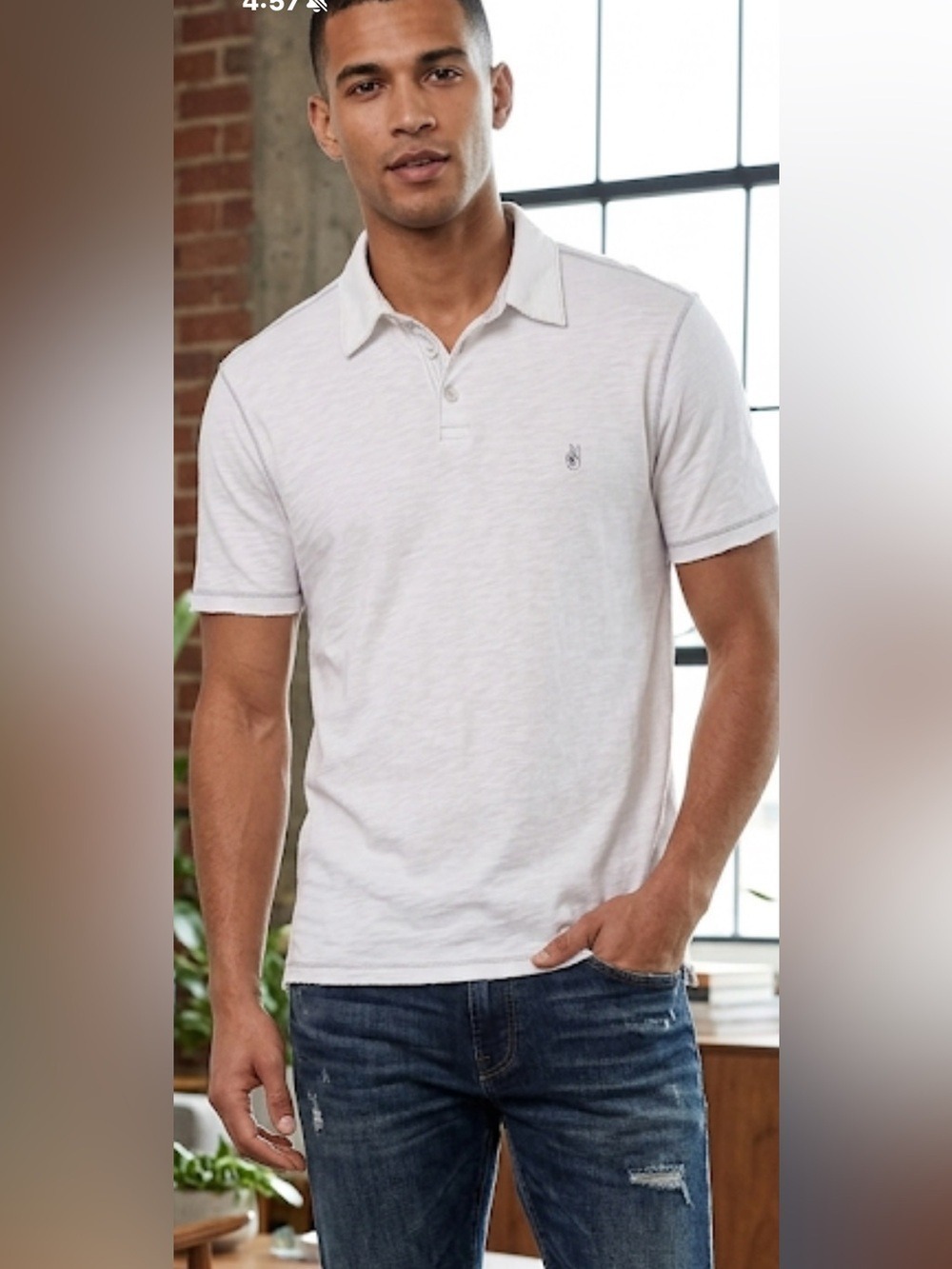 John Varvatos Star USA White Polo ASL Peace Men’s M